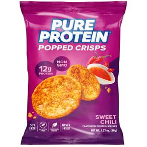 Pure Protein Popped Crisps, Sweet Chili, High Protein Snack, 12G Protein, 1.27oz., 12 Count (EXP 12/07/26)