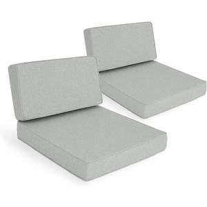 Outdoor Furniture Cushions, 25.6x25.6 Inch, Light Grey, Set of 2, 25.6"x25.6"-13.5" Low Back-2 Pack