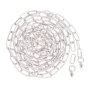 Giluta White Pendant Light Fixture Chain, Heavy Duty 19 Feet Metal Chandelier Chain Extension with Connection Locks, Hanging Chain for Fruit Basket Lantern Plant Supports to 65 lbs Maximum Weight
