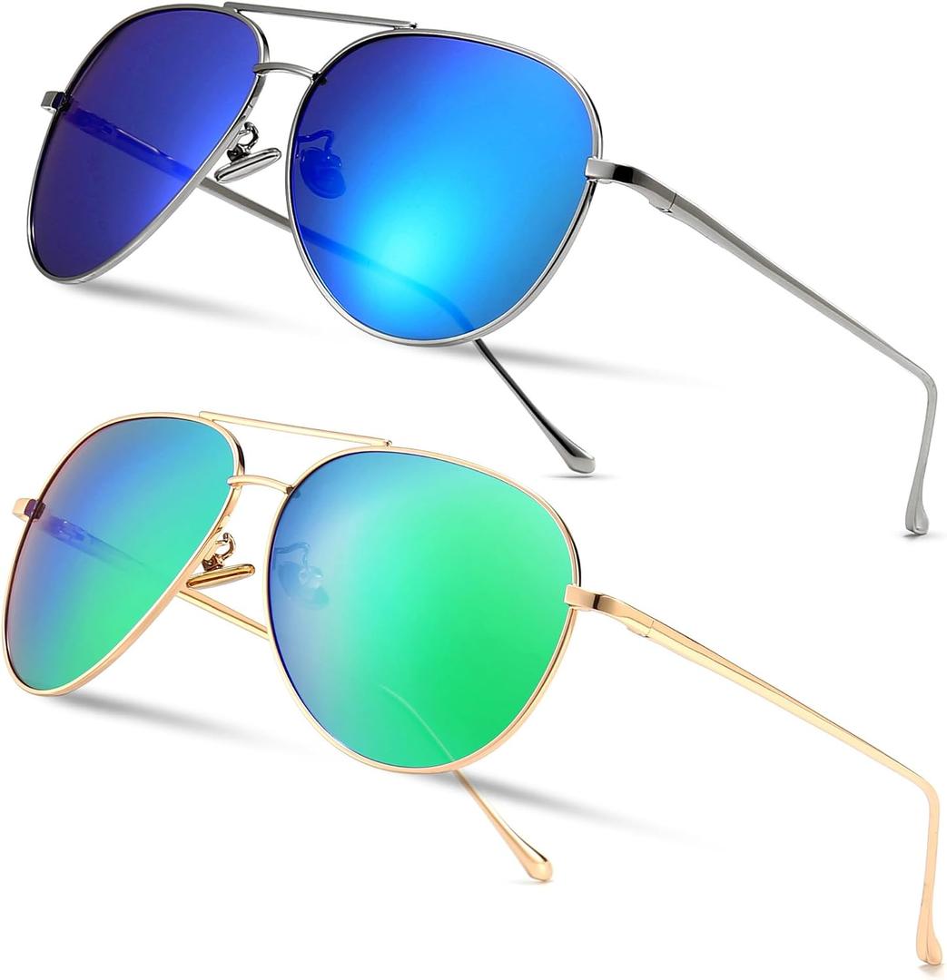 SUNGAIT Women's Lightweight Oversized Aviator Sunglasses - Mirrored Polarized Lens Classic Style