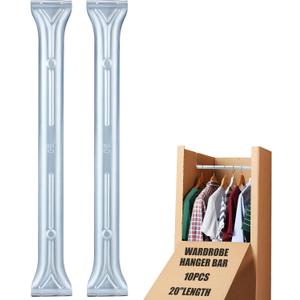 Zonon 10 Pack 20 Inch Length Wardrobe Hanger Bar for Wardrobe Moving Boxes Steel Hanger Bar for Packing Moving Capacity 150 Pounds (Does not Include Boxes)
