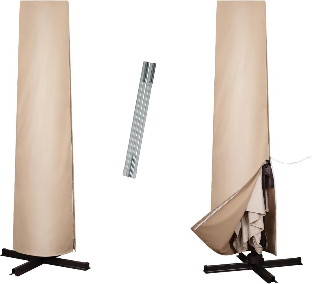 Patio Umbrella Cover for 9ft to 13ft Outdoor Umbrella, 600D Waterproof UV Resistant Cantilever Umbrella Cover with Zipper and Rod Patio Umbrella Cover for 9ft to 13ft Outdoor Umbrella, 600D Waterproof UV Resistant Cantilever Umbrella Cover with Zipper and Rod