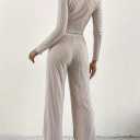 Women’s Fall Lounge Set 2 Piece Pajamas Ribbed Knit Long Sleeve Top Wide Leg PantsTravel Outfits Postpartum Set, Size: S