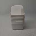 MOUYAT 8 Pack White Plastic Storage Bins, Stackable Plastic Storage Baskets Boxes, Cupboard Organiser Storage Boxes for Shelves Drawers Pantry Closet Bathroom, 9.8 x 6.8 x 5.9 Inch