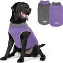 cyeollo 2 Pack Fleece Dog Sweater Pullover Sweatshirt Reflective Lightweight Dog Clothes for Large Dogs Girl Pet Apparel Purple, Grey, XXXL
