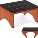 Step Stool Foldable, Wooden Step Stool with Non-Slip Rubber Stepping Feet, Folding Platform Step Stools for Adults Seniors in Kitchen, Home, Bedroom, Office, Rv, Easy to Carry,450 LBS Capacity (Brown)