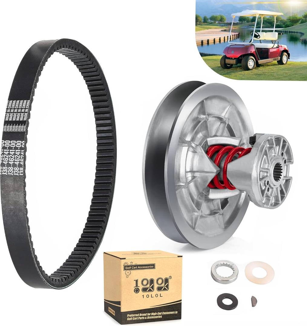 10L0L Secondary Driven Clutch Belt Kit for Yamaha G2 G8 G9 G11 G14 G16 G20 G21 G22 G28 Golf Cart 1985-2007, Replace JN6-G6270-00 JN6-G6271-02 J55-G6270-01