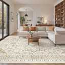Area Rugs for Living Room - 9x12, Boho Non-Slip Low Pile Carpet Machine Washable Rugs for Bedroom Office, Dining Room (Beige)