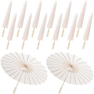 MBJZSL White Paper Umbrellas, 23.6 Inch Paper Parasol Umbrellas Chinese Japanese Style DIY Umbrellas Decorative Vintage Decor for Wedding Props