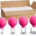 BBTO 4 Pieces Glass Cupping Set Glass Silicone Cupping Cups Massage Vacuum Suction Cupping Cups for Body Face Leg Arm Back Shoulder Muscle and Joint Pain (Rose)