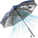 54 inch Golf Umbrella Waterproof with Mister and Fan, Cooling UV Sun Protection Golf Essential, Carry On Bag Airline Approved, Battery Powered