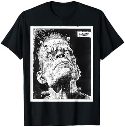 Frankenstein Retro Horror Vintage Halloween Costume T-Shirt, Small, Black, Size Large
