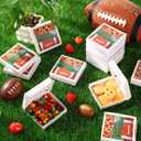 100 Pack Mini Pizza Boxes with Stickers 3.5 x 3.5 x 0.78 Inch Mini Pizza Boxes White Cookie Takeout Cases for Celebrations Party (Football Style)