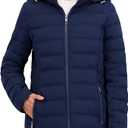 Nautica Women's Stretch Puffer Jacket- Faux Fur Lined Hood Wind & Water-resistant Winter Coat,L