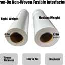 Medium Weight Fusible Interfacing, White Non-Woven Polyester, 12 Inch x 30 Yard Roll, Heat-Activated Single-Sided for Sewing, Crafts, Collars, Waistbands