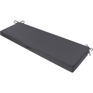 SHACOS Outdoor Bench Cushions 54 x 16 Inch, 3.2 Inch Thick High-Density Bench Cushion, Waterproof & Fade-Resistant Removable Cover with Ties, Bench Seat Cushions for Patio Garden Furniture, Dark Gray