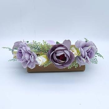 Faylay Rose Floral Crown Wedding Bridal Headpiece Flower Headband for Women (HH68-4-Purple)