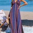 CUPSHE Women Backless Ruffle Summer Dress Halter Plunging V Smocked Waist Back Bow Tie Tiered Maxi Casual Beach Dresses