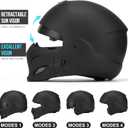 Full Face Motorcycle Helmet for Unisex-Adult Dirt Bike ATV Scooter Cruiser 3/4 Face Motocross Helmet Interchangeable Mouth Cover DOT Approved L