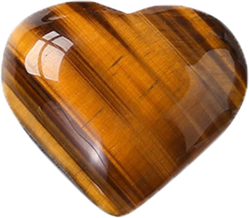 Natural 2" Tiger's Eye Crystal Heart Palm Stone, Large Heart Shaped Love Stone, Polished Heart Carving Healing Crystals for Chakra Reiki Balancing Therapy Meditation Home Decoration