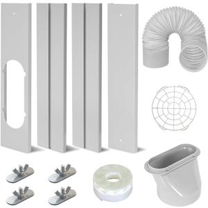 Portable Ac Window Vent Kit,Adjustable Air Conditioner Window Seal Kit with 5.9 Inch Diameter 59" Length Ac Exhaust Hose for Vertical/Horizontal Window