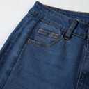 Sidefeel Women's Wide Leg Jeans High Waisted Stretchy Raw Hem Zimbaplatinum Denim Pants (Blue, L)