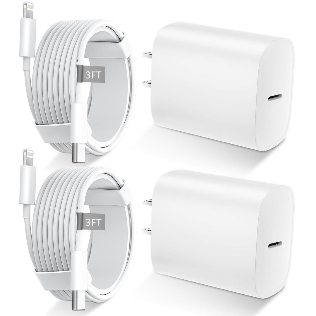 DiHines Phone 14 13 12 11 Fast Charger,3FT Long Fast Charging Lightning Cable with 20W USB C Charger Block for Phone 14/14 Pro Max/13/13 Pro Max/12/12 Pro Max/11/11Pro/XS/Max/XR/X,Pad,White