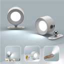 Koopala Pack of 2 LED Wall Lamps with Rechargeable Battery Operated, Wall Mounted Lights with 3 Brightness 3 Color Temp Removable Charging 360Rotate Magnetic, Cordless Wall Sconces for Reading Bedside