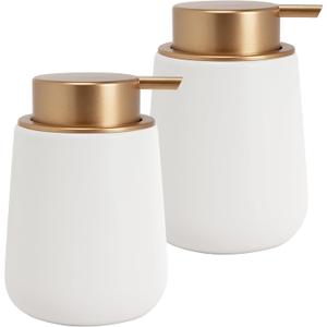 Soap Liquid Dispenser Ceramic with Easy-to-Press Pump Hand Liquid Dispenser for Shampoo Bathroom Kitchen 12 oz 2pcs