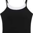 OMKAGI Halter Workout Tank Tops for Women Built in Bra Cute Layer Longline Sports Bras (Black, M)