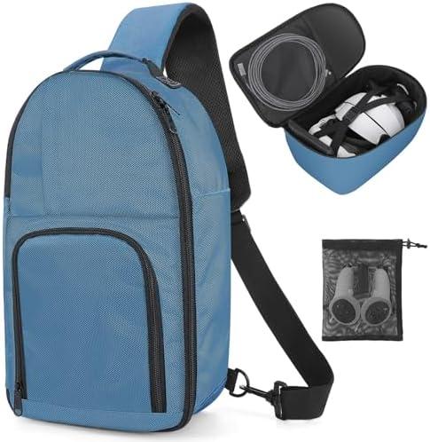 Carrying Case Made for Quest 3/Quest 2/Vision Pro. Waterproof Travel Sling Bag for VR All-in-One Gaming Headset and Touch Controllers Accessories with DIY Main Compartment and Thicken Pad