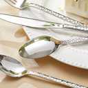 KINGSTONE 40 Piece Hammered Silverware Set, 18/10 Stainless Steel Flatware Set for 8, Cutlery Set for Home, Party, Wedding, Mirror Polished Dishwasher Safe