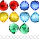 10 Pack Crystal Ball 1.18"/30mm Prism Sun Shine Catcher Rainbow Pendants Maker, Hanging Crystals Prisms for Windows, for Feng Shui, for Gift (Multi-Colors)