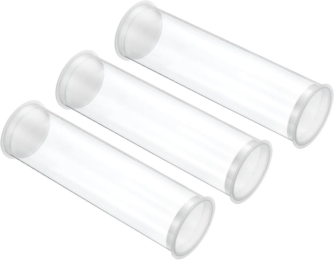 PATIKIL 5.9" L x 1.7" Dia Clear Storage Tubes, 3Pcs PC Plastic Transparent Hollow Round Rigid Tube with Cap for Beads Bath Salt Container Wedding Party Favors