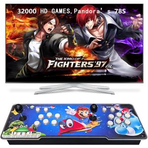 FVBADE [32000 Games in 1] 78S Pandora Box Arcade Game Console for PC & Projector & TV ,3D Games 1-4 Players Double Joystick Favorite List Game Category Save/Search/Hide/Pause (70S, Blue)