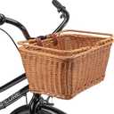 Bike Basket - Durable Front Bicycle Bike Baskets - Handmade Woven Wicker Bike Basket with Adjustable Leather Straps (New Brown)