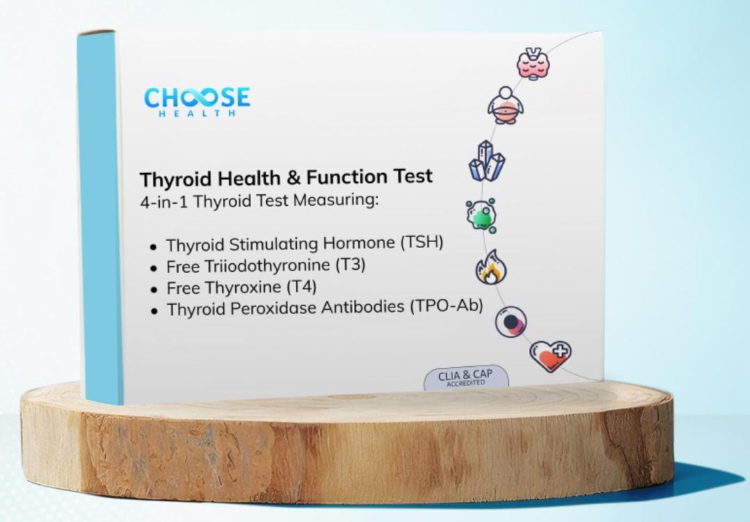 Thyroid Test | 4-in-1 at-Home Thyroid Test | Choose Health | TSH | T3 | T4 | TPO-Ab | at-Home Test | Cap & CLIA Accredited Lab | Not Avail in NY & RI