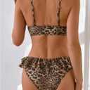 SOLY HUX Women's Leopard Bikinis Ruffle Swimsuits Cheetah Print Bathing Suits Two Piece Swimwear (L)