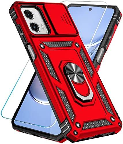 SunStory Phone Case for Motorola Moto G Power 5G 2023 Case with HD Screen Protector & Slide Camera Cover & Kickstand, [Military-Grade] Phone Case for Moto G Power 5G 2023 (Red)