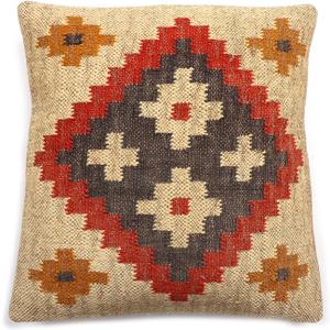 Kilim Pillow Cover Vintage Square Cushion Handwoven Pillow Case Ethnic Pillow Cover 18 X 18 Indian Jute Decorative Pillow Home Decor Pillows (Pattern 61)