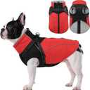 ASENKU Reflective Dog Coat with Built-in Harness, Windproof Fleece-Lined Dog Jacket for Small, Medium, Large Dogs, Warm Winter Vest with Turtleneck & Zipper (Red S)