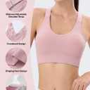 LIIJOO Seamless Wireless Compression Racerback Crossback Bra, Adjustable Widened Strap, Breathable Stretch Shaping Hem, Full-Coverage Workout Yoga Running BralettePink, XL Size (XL)