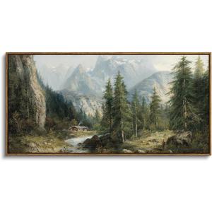 ARPEOTCY Rustic Landscape Wall Art, Rustic Nature Mountain Prints 20×40 in
