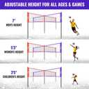 SPOYNAL 14FT 4 Way Volleyball Net Set, 4 Square Volleyball Game Set with Adjustable Height 7/5.3/3.5 FT, Outdoor Games for Backyard, Beach, Park with Volleyball & Carry Bag