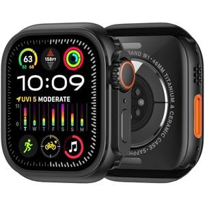 amBand for Apple Watch Series 10 46mm Metal Case Men, W1 Rugged Protective Bumper [Turn iWatch into Ultra Look] with Back Cover, Upgrade Conversion Kit Stylish Protector 46 mm - Black