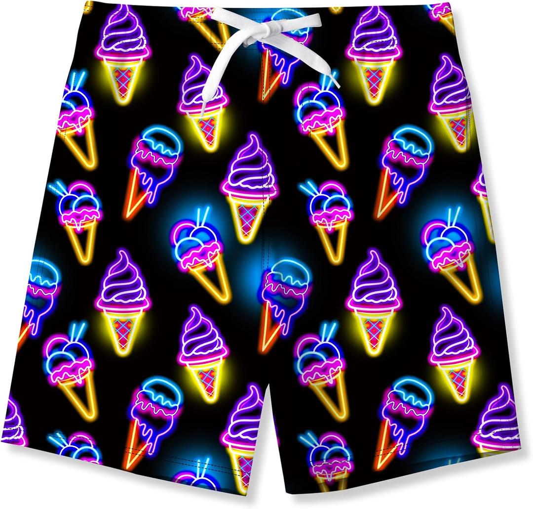 Idgreatim Boys Swim Trunks Quick Dry Shorts with Mesh Liner Size 6-14