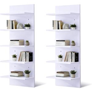 5 Tier Wall Shelf Unit, 2 Pack White Lack Wall Shelf for Home Display,Ideal for Bedroom,Living Room,Office Decor,Lack Shelves for Book,Shoe,Vanity,Purse(11.8"×31.5"×5.5")