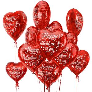 Valentine's Day Party Pack | 30pc Red Heart Foil Balloons | 18in 'Happy Valentine's Day' Decorative Balloons for Romantic Celebrations