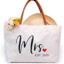 Mrs Tote Bag Est. 2025  Wedding Gift Bag for Bride, Bachelorette Party Tote, Canvas Honeymoon Bag for Women