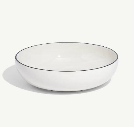 White Dinner Bowl With Black Rim 36 oz 3Pack